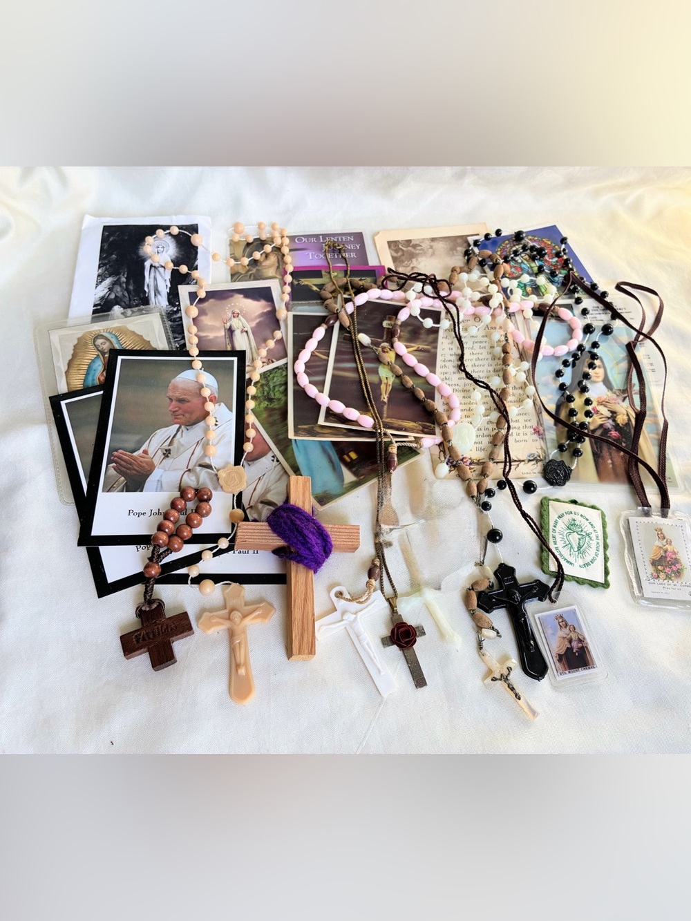 Religious Catholic Christian Collection Holy Cards Rosaries Cloth Scapulars
